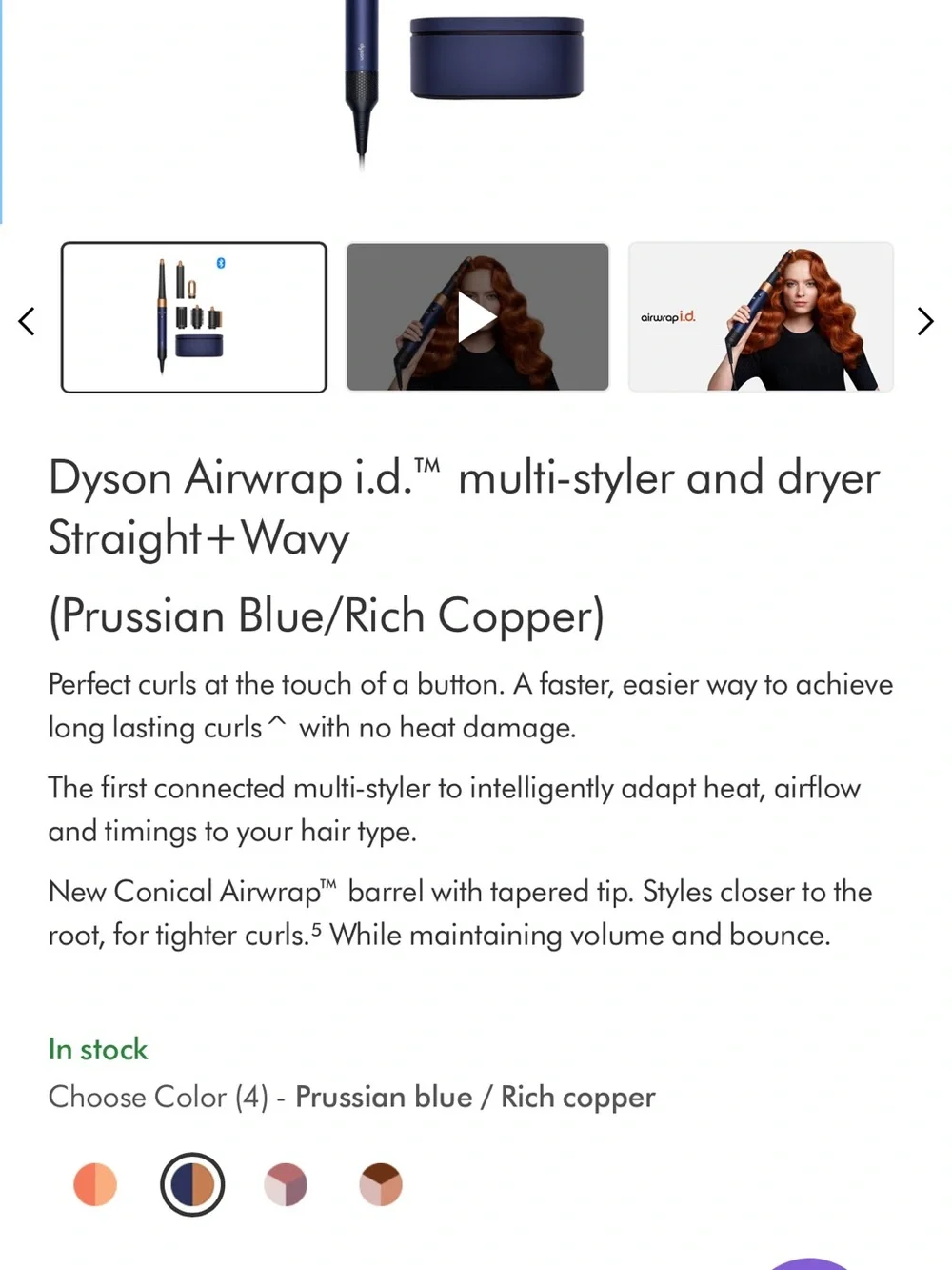 Dyson Airwrap i.d. Multi-Styler in Prussian Blue with Copper Accents